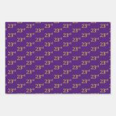 ファンシー緑、グレー、紫、フェイク金ゴールド23番目のイベント番号 ラッピングペーパーシート (正面3)