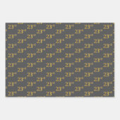 ファンシー緑、グレー、紫、フェイク金ゴールド23番目のイベント番号 ラッピングペーパーシート (正面2)