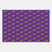 ファンシー緑、グレー、紫、フェイク金ゴールド30番目のイベント番号 ラッピングペーパーシート (正面3)