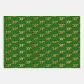 ファンシー緑、グレー、紫、フェイク金ゴールド30番目のイベント番号 ラッピングペーパーシート (正面)