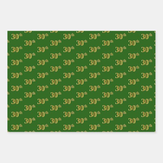 ファンシー緑、グレー、紫、フェイク金ゴールド30番目のイベント番号 ラッピングペーパーシート (正面)
