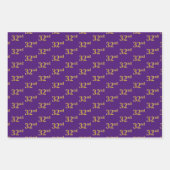 ファンシー緑、グレー、紫、フェイク金ゴールド32番目のイベント番号 ラッピングペーパーシート (正面3)