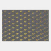 ファンシー緑、グレー、紫、フェイク金ゴールド32番目のイベント番号 ラッピングペーパーシート (正面2)