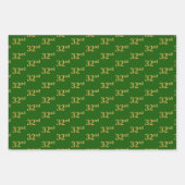 ファンシー緑、グレー、紫、フェイク金ゴールド32番目のイベント番号 ラッピングペーパーシート (正面)