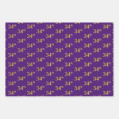 ファンシー緑、グレー、紫、フェイク金ゴールド34番目のイベント番号 ラッピングペーパーシート (正面3)
