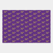 ファンシー緑、グレー、紫、フェイク金ゴールド36番目のイベント番号 ラッピングペーパーシート (正面3)