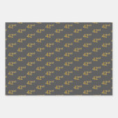 ファンシー緑、グレー、紫、フェイク金ゴールド42番目のイベント番号 ラッピングペーパーシート (正面2)