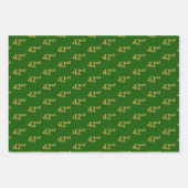 ファンシー緑、グレー、紫、フェイク金ゴールド42番目のイベント番号 ラッピングペーパーシート (正面)