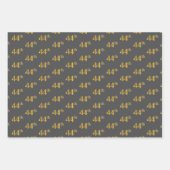 ファンシー緑、グレー、紫、フェイク金ゴールド44番目のイベント番号 ラッピングペーパーシート (正面2)