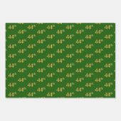 ファンシー緑、グレー、紫、フェイク金ゴールド44番目のイベント番号 ラッピングペーパーシート (正面)