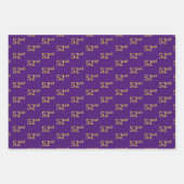 ファンシー緑、グレー、紫、フェイク金ゴールド52番目のイベント番号 ラッピングペーパーシート (正面3)