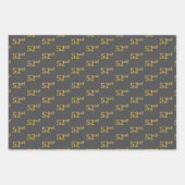 ファンシー緑、グレー、紫、フェイク金ゴールド52番目のイベント番号 ラッピングペーパーシート (正面2)