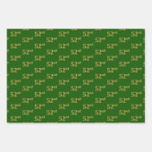 ファンシー緑、グレー、紫、フェイク金ゴールド52番目のイベント番号 ラッピングペーパーシート (正面)