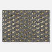 ファンシー緑、グレー、紫、フェイク金ゴールド54番目のイベント番号 ラッピングペーパーシート (正面2)