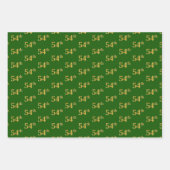 ファンシー緑、グレー、紫、フェイク金ゴールド54番目のイベント番号 ラッピングペーパーシート (正面)