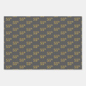 ファンシー緑、グレー、紫、フェイク金ゴールド55番目のイベント番号 ラッピングペーパーシート (正面2)