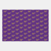 ファンシー緑、グレー、紫、フェイク金ゴールド56番目のイベント番号 ラッピングペーパーシート (正面3)