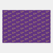 ファンシー緑、グレー、紫、フェイク金ゴールド57番目のイベント番号 ラッピングペーパーシート (正面3)