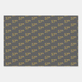 ファンシー緑、グレー、紫、フェイク金ゴールド57番目のイベント番号 ラッピングペーパーシート (正面2)