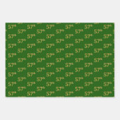ファンシー緑、グレー、紫、フェイク金ゴールド57番目のイベント番号 ラッピングペーパーシート (正面)