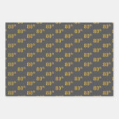 ファンシー緑、グレー、紫、フェイク金ゴールド80番目のイベント番号 ラッピングペーパーシート (正面2)