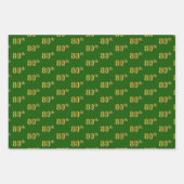 ファンシー緑、グレー、紫、フェイク金ゴールド80番目のイベント番号 ラッピングペーパーシート (正面)