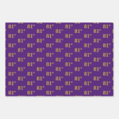 ファンシー緑、グレー、紫、フェイク金ゴールド81番目のイベント番号 ラッピングペーパーシート (正面3)