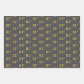 ファンシー緑、グレー、紫、フェイク金ゴールド81番目のイベント番号 ラッピングペーパーシート (正面2)