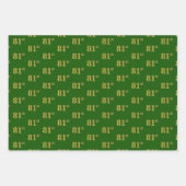 ファンシー緑、グレー、紫、フェイク金ゴールド81番目のイベント番号 ラッピングペーパーシート (正面)