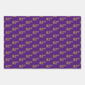 ファンシー緑、グレー、紫、フェイク金ゴールド82番目のイベント番号 ラッピングペーパーシート (正面3)