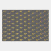 ファンシー緑、グレー、紫、フェイク金ゴールド82番目のイベント番号 ラッピングペーパーシート (正面2)