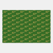 ファンシー緑、グレー、紫、フェイク金ゴールド82番目のイベント番号 ラッピングペーパーシート (正面)