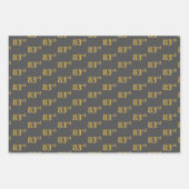 ファンシー緑、グレー、紫、フェイク金ゴールド83番目のイベント番号 ラッピングペーパーシート (正面2)