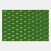 ファンシー緑、グレー、紫、フェイク金ゴールド83番目のイベント番号 ラッピングペーパーシート (正面)