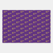 ファンシー緑、グレー、紫、フェイク金ゴールド87番目のイベント番号 ラッピングペーパーシート (正面3)