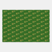 ファンシー緑、グレー、紫、フェイク金ゴールド87番目のイベント番号 ラッピングペーパーシート (正面)