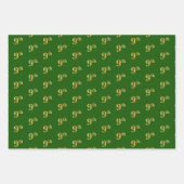 ファンシー緑、グレー、紫、フェイク金ゴールド9イベント番号 ラッピングペーパーシート (正面)