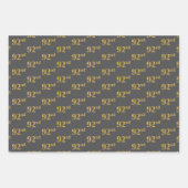 ファンシー緑、グレー、紫、フェイク金ゴールド92番目のイベント番号 ラッピングペーパーシート (正面2)