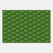 ファンシー緑、グレー、紫、フェイク金ゴールド92番目のイベント番号 ラッピングペーパーシート (正面)