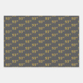 ファンシー緑、グレー、紫、フェイク金ゴールド93番目のイベント番号 ラッピングペーパーシート (正面2)