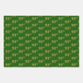 ファンシー緑、グレー、紫、フェイク金ゴールド93番目のイベント番号 ラッピングペーパーシート (正面)