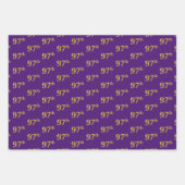 ファンシー緑、グレー、紫、フェイク金ゴールド97番目のイベント番号 ラッピングペーパーシート (正面3)