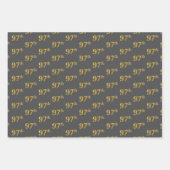 ファンシー緑、グレー、紫、フェイク金ゴールド97番目のイベント番号 ラッピングペーパーシート (正面2)