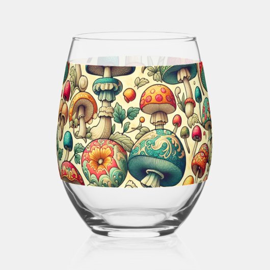 ファンシー菌 ステムなしワイングラス (正面)