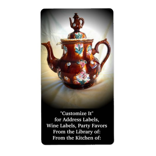 ファンシー華美アンティークイングリッシュティーポットコーヒーポット ラベル (正面)