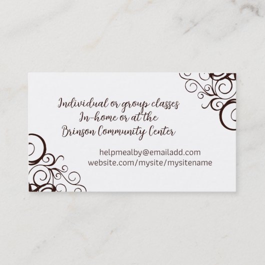 ファンシー薬草シェフ料理級ケータリング 名刺 (裏面)