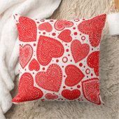 ファンシー赤いハートとドットパターン20in クッション (ブランケット)