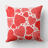 ファンシー赤いハートとドットパターン20in クッション (裏面)