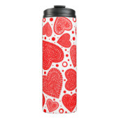 ファンシー赤いハートとドットパターン タンブラー (正面)