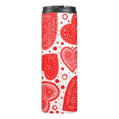 ファンシー赤いハートとドットパターン タンブラー (裏面)